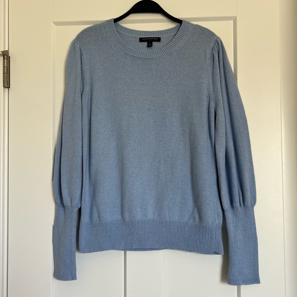 SOLD Banana Republic Baby Blue Puff Sleeve Sweater | Size Medium